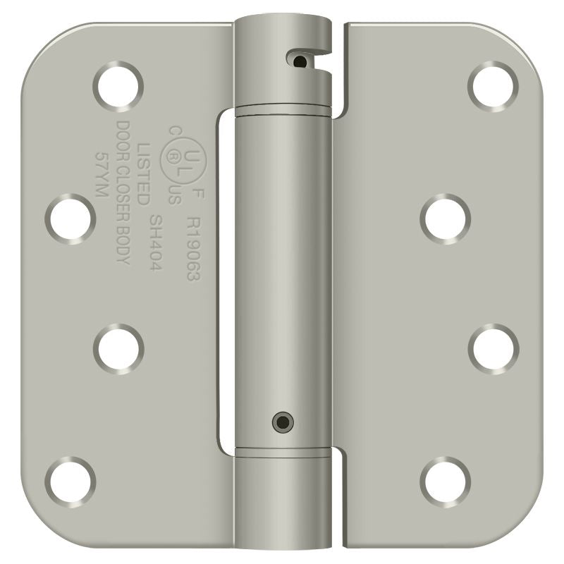 Deltana DSH4R515 4" x 4" 5/8" Radius Spring Hinge; Satin Nickel Finish Main image
