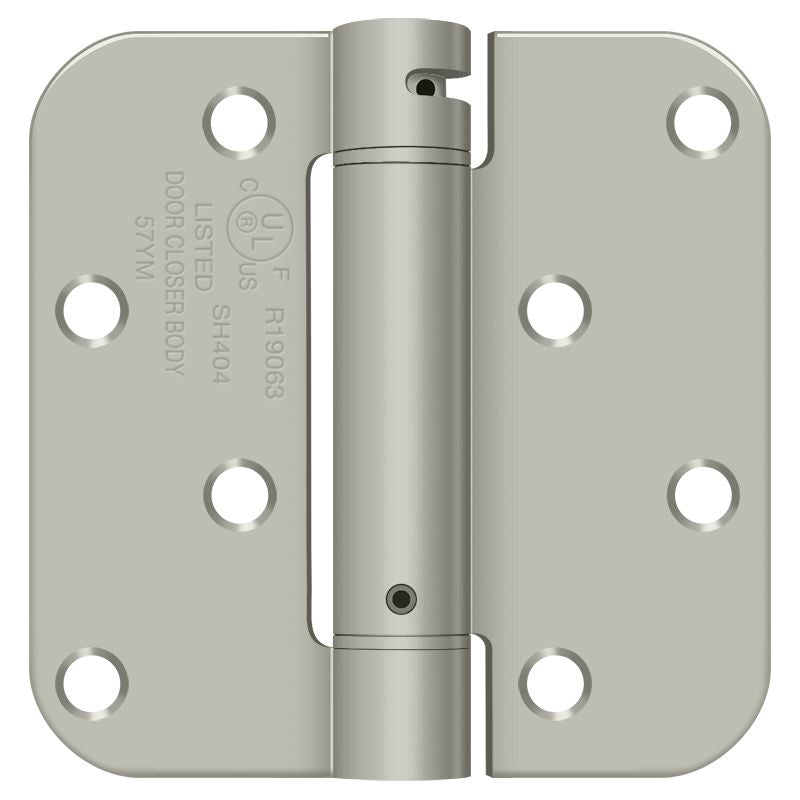 Deltana DSH4R515BM 4" x4" 5/8" Radius Spring Hinge Benchmark; Satin Nickel Finish Main image