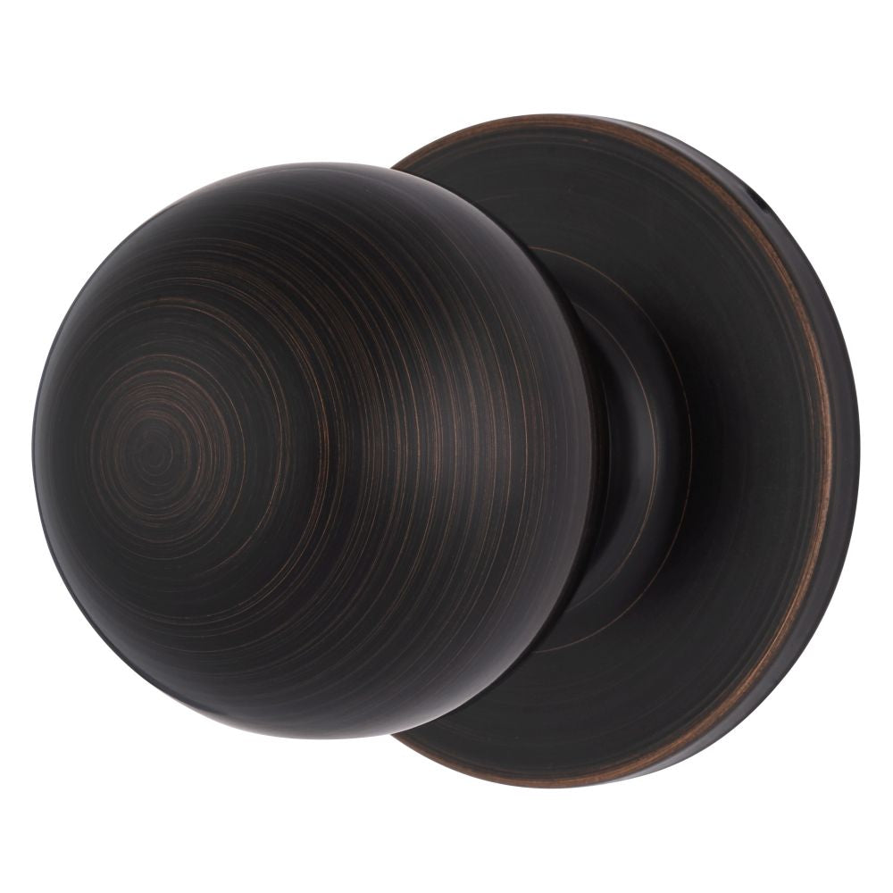 Brinks E2425150 Raleigh Series Passage Transitional Ball Knob and Round Rose with 4 Way Adjustable Latch and Round Corner Full Lip Strike Tuscan Bronze Finish