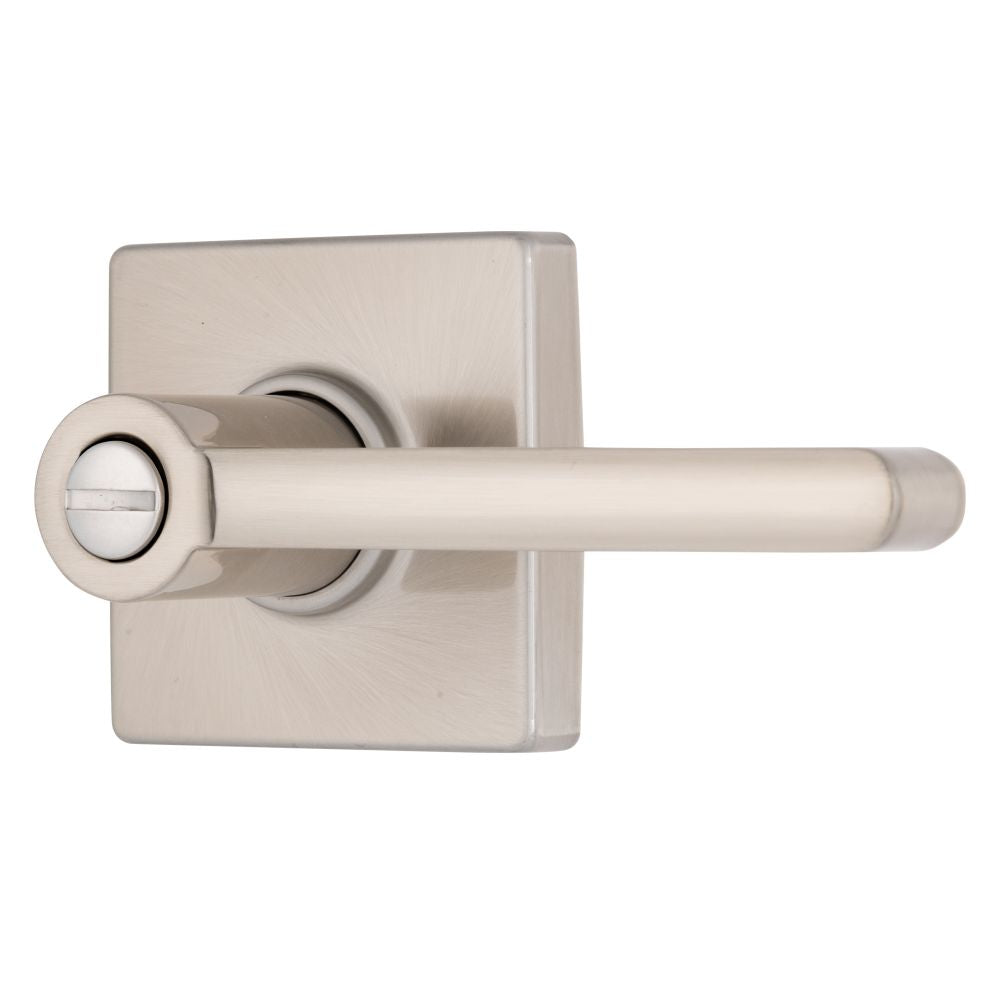 Brinks E2437119 Mendocino Series Privacy Contemporary Lever and Square Rose with 4 Way Adjustable Latch and Round Corner Full Lip Strike Satin Nickel Finish