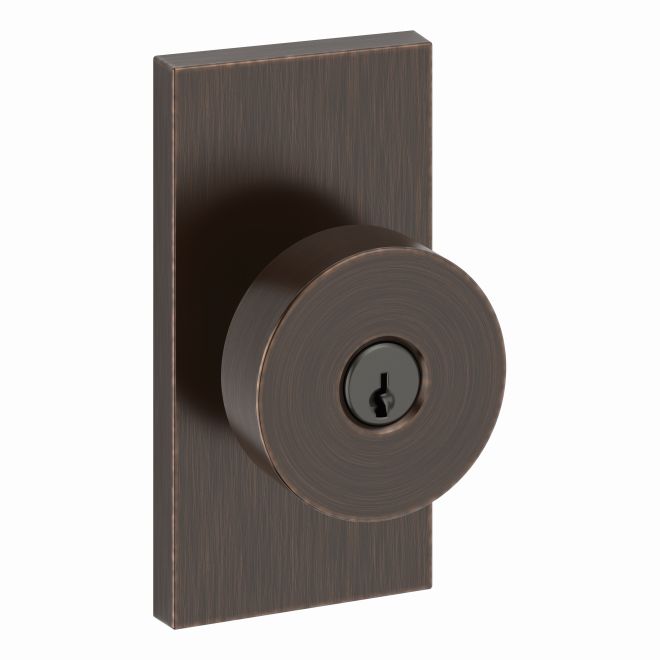Baldwin Reserve ENCONCFR112 Entry Contemporary Knob and Contemporary 5" Rose with 6AL Latch and Dual Strike Venetian Bronze Finish