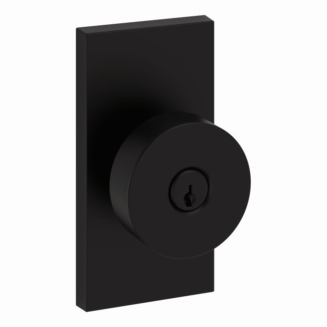 Baldwin Reserve ENCONCFR190 Entry Contemporary Knob and Contemporary 5" Rose with 6AL Latch and Dual Strike Satin Black Finish