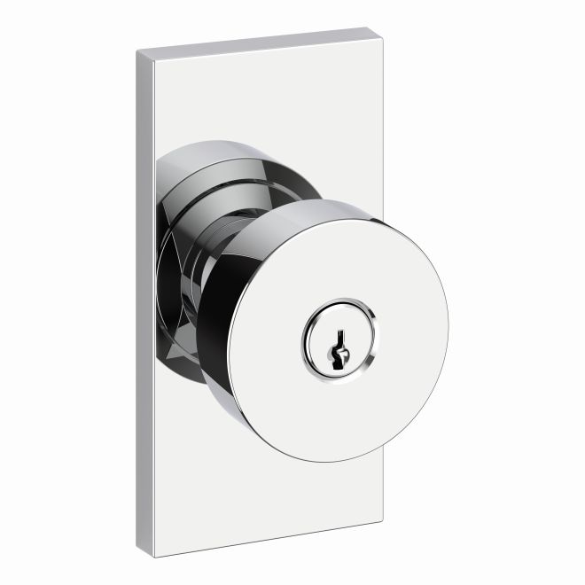 Baldwin Reserve ENCONCFR260 Entry Contemporary Knob and Contemporary 5" Rose with 6AL Latch and Dual Strike Bright Chrome Finish