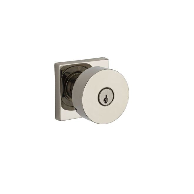 Baldwin Reserve ENCONCSR055 Entry Contemporary Knob and Contemporary Square Rose with 6AL Latch and Dual Strike Lifetime Bright Nickel Finish