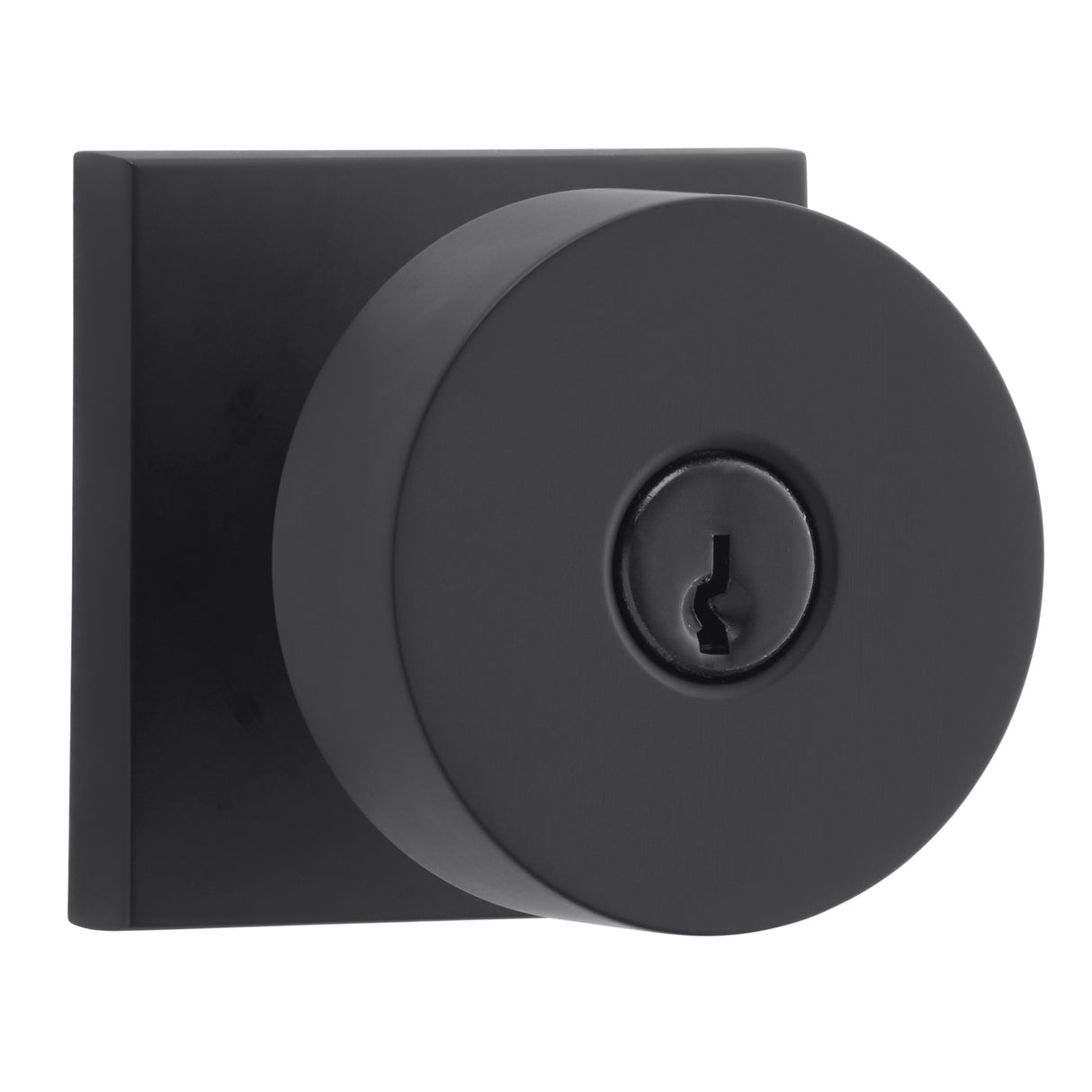 Baldwin Reserve ENCONCSR190 Entry Contemporary Knob and Contemporary Square Rose with 6AL Latch and Dual Strike Satin Black Finish