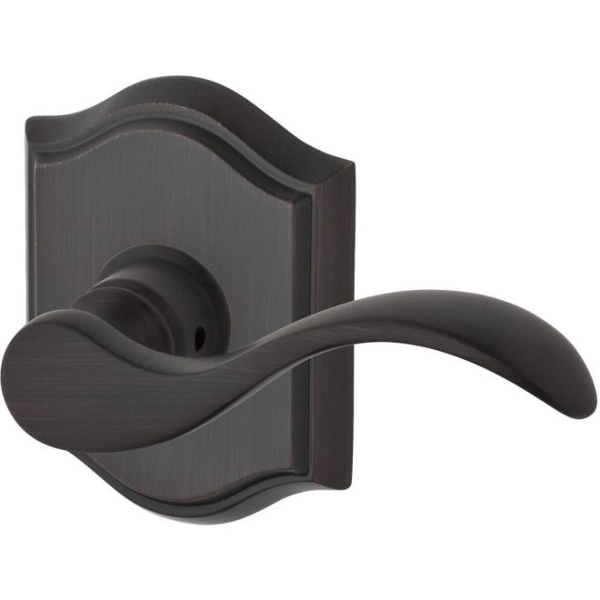 Baldwin Reserve ENCURTAR112 Entry Curve Lever and Traditional Arch Rose with 6AL Latch and Dual Strike Venetian Bronze Finish Main image