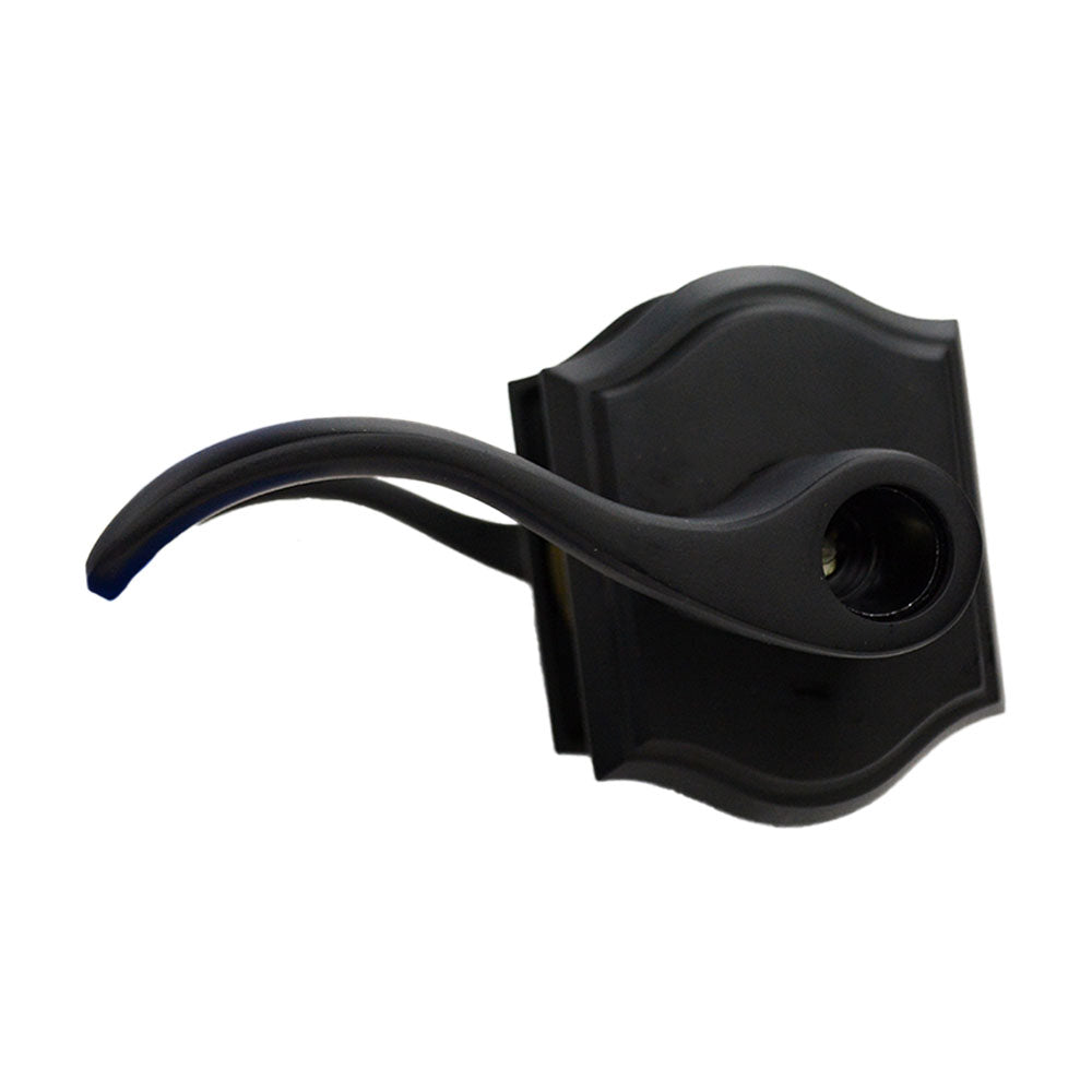 Baldwin Reserve ENCURTAR190 Entry Curve Lever and Traditional Arch Rose with 6AL Latch and Dual Strike Satin Black Finish Main image