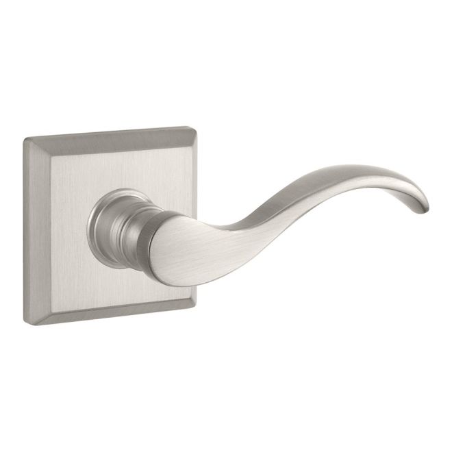 Baldwin Reserve ENCURTSR150 Entry Curve Lever and Traditional Square Rose with 6AL Latch and Dual Strike Satin Nickel Finish