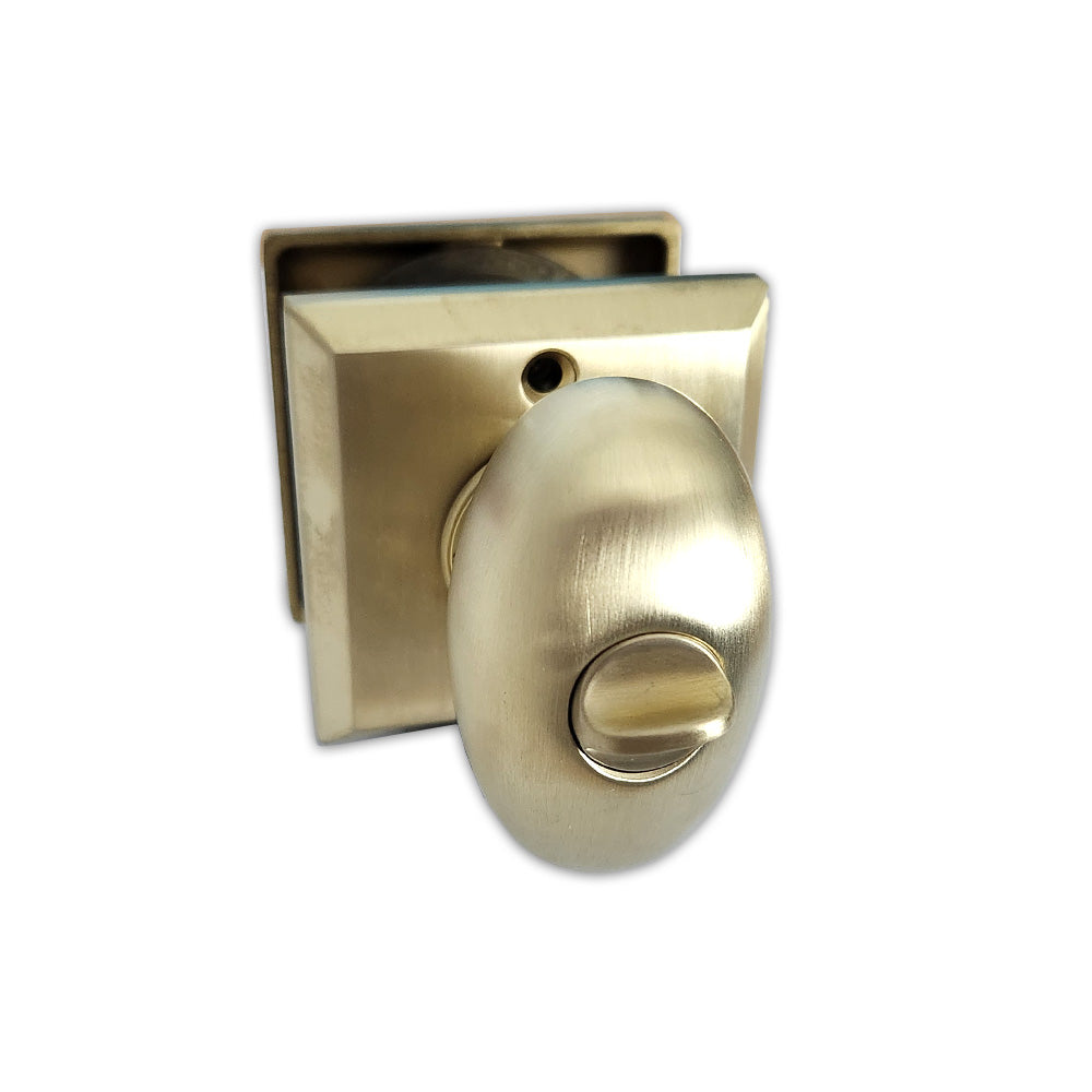 Baldwin Reserve ENELLTSR044 Entry Ellipse Knob and Traditional Square Rose with 6AL Latch and Dual Strike Lifetime Satin Brass Finish