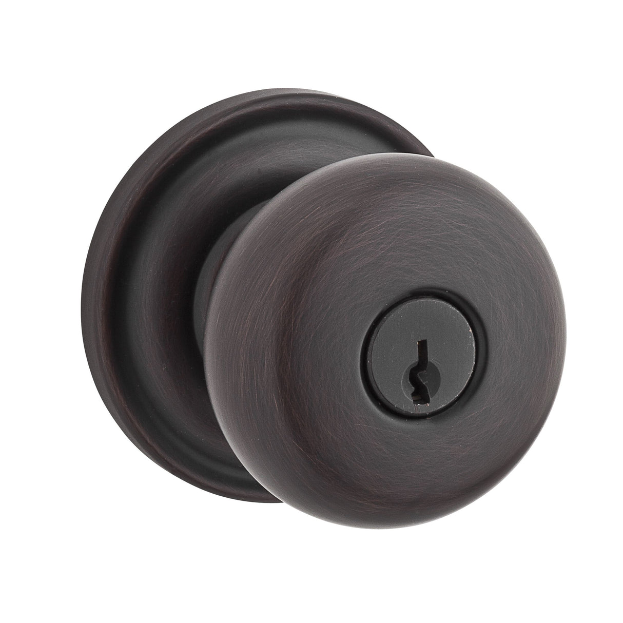 Baldwin Reserve ENROUTRR112 Entry Round Knob and Traditional Round Rose with 6AL Latch and Dual Strike Venetian Bronze Finish