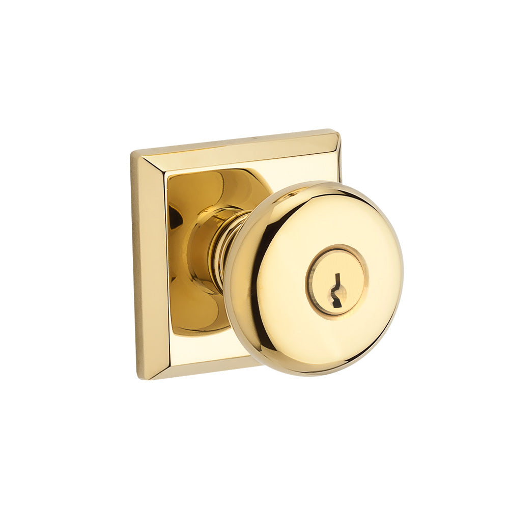 Baldwin Reserve ENROUTSR003 Entry Round Knob and Traditional Square Rose with 6AL Latch and Dual Strike Lifetime Brass Finish