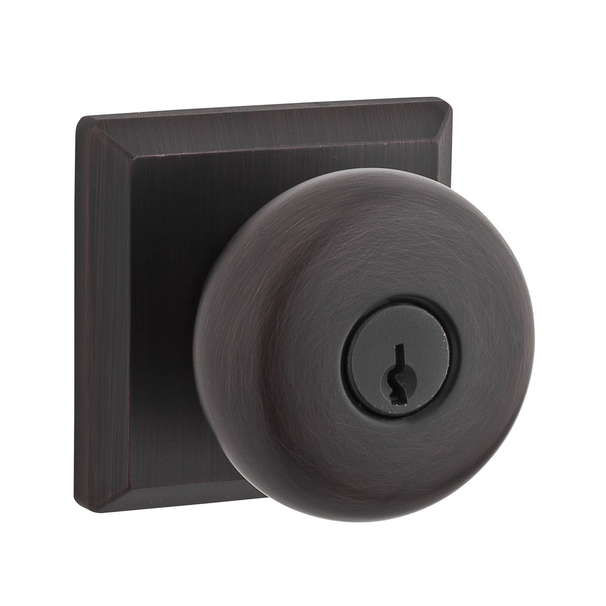 Baldwin Reserve ENROUTSR112 Entry Round Knob and Traditional Square Rose with 6AL Latch and Dual Strike Venetian Bronze Finish