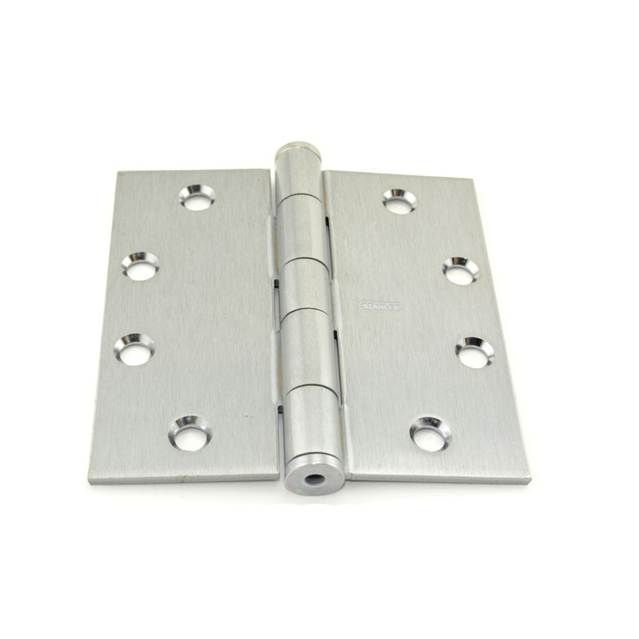 Best Hinges F17941226D 4-1/2" x 4-1/2" Steel Full Mortise Standard Weight Square Corner Hinge # 050038 Satin Chrome Finish Main image