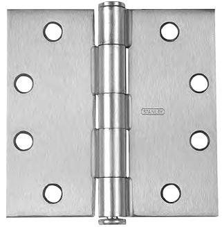 Best Hinges F179426DNRP 4" x 4" Steel Full Mortise Standard Weight Square Corner Hinge Non Removable Pin # 050539 Square Finish Main image