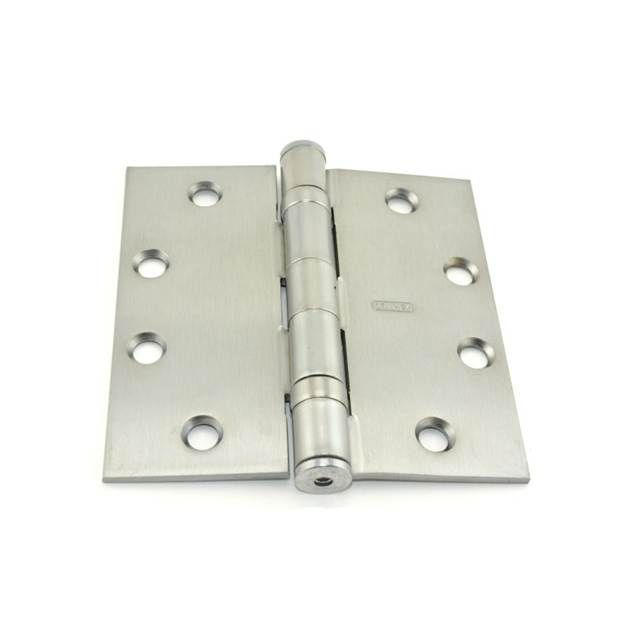 Best Hinges FBB17941226DNRP 4-1/2" x 4-1/2" Steel Full Mortise Ball Bearing Standard Weight Square Corner Hinge Non Removable Pin # 068853 Satin Chrome Finish Main image