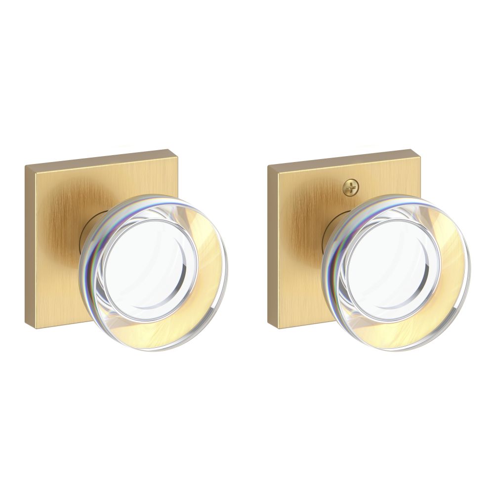 Baldwin Reserve FDCCYCSR044 Full Dummy Contemporary Crystal Knob and Contemporary Square Rose Lifetime Satin Brass Finish