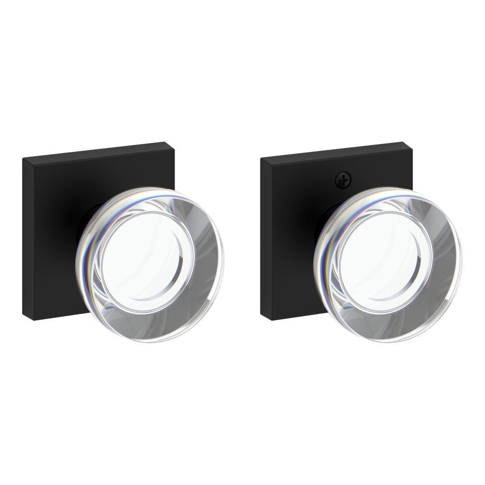 Baldwin Reserve FDCCYCSR190 Full Dummy Contemporary Crystal Knob and Contemporary Square Rose Satin Black Finish