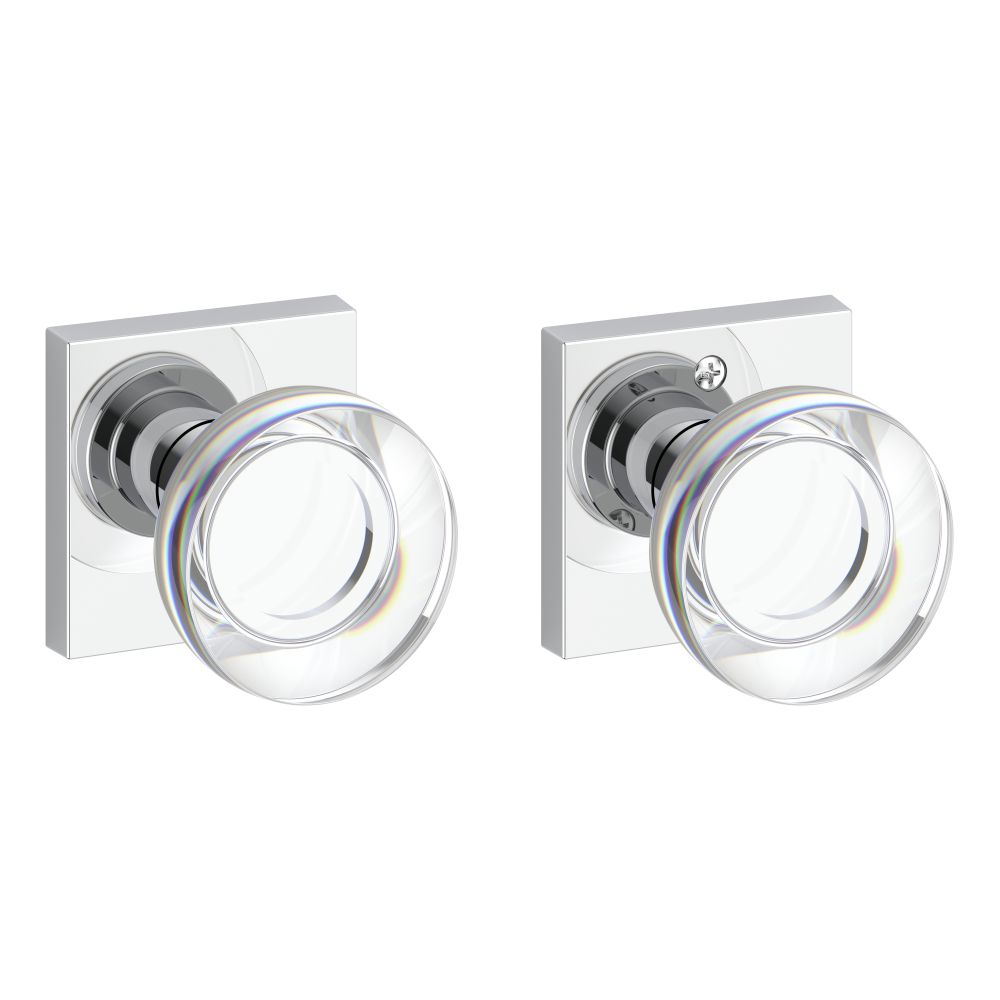 Baldwin Reserve FDCCYCSR260 Full Dummy Contemporary Crystal Knob and Contemporary Square Rose Bright Chrome Finish