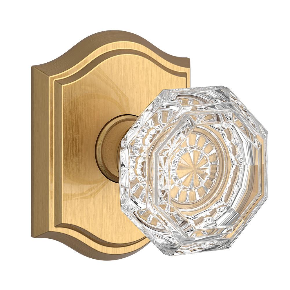 Baldwin Reserve FDCRYTAR044 Full Dummy Crystal Knob and Traditional Arch Rose Lifetime Satin Brass Finish