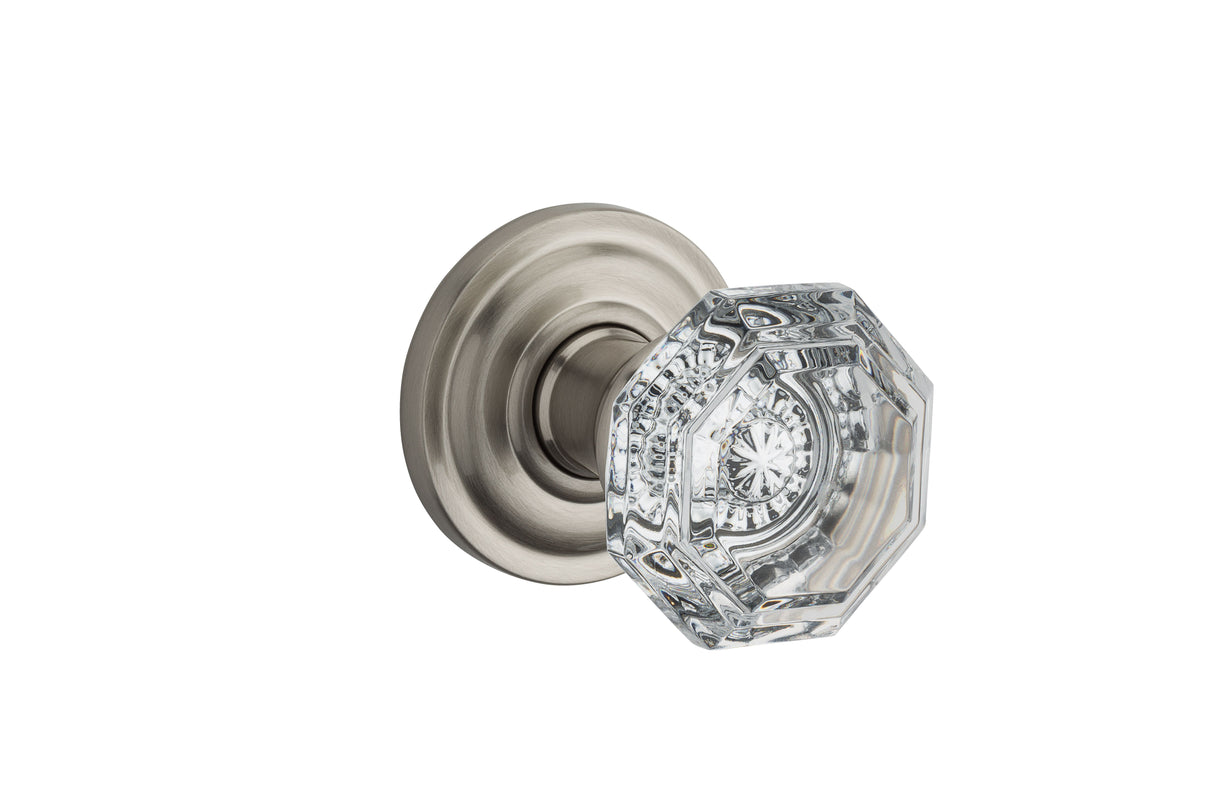 Baldwin Reserve FDCRYTRR150 Full Dummy Crystal Knob and Traditional Round Rose Satin Nickel Finish