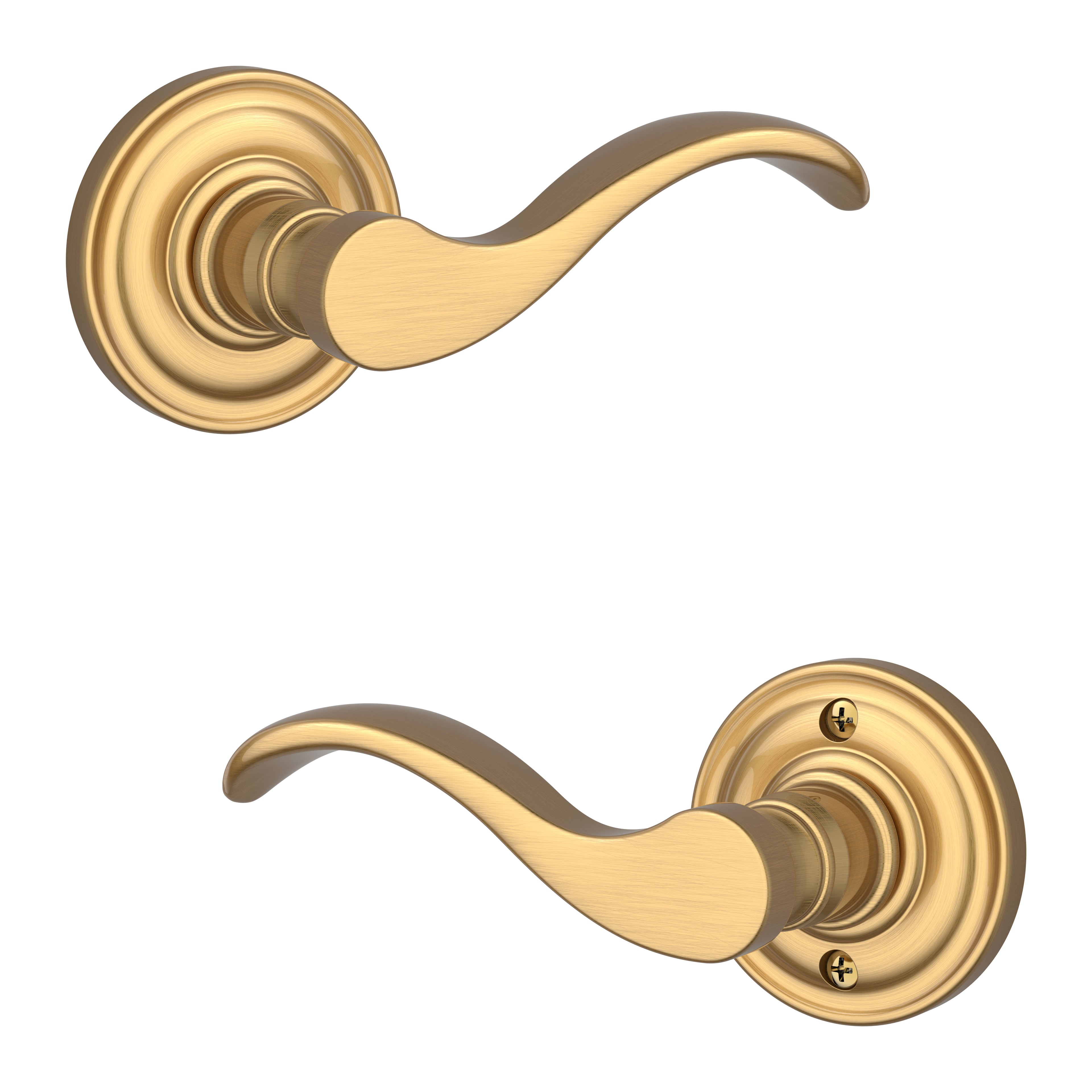 Baldwin Reserve FDCURTRR044 Full Dummy Curve Lever and Traditional Round Rose Lifetime Satin Brass Finish