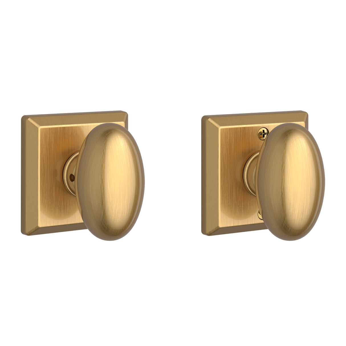 Baldwin Reserve FDELLTSR044 Full Dummy Ellipse Knob and Traditional Square Rose Lifetime Satin Brass Finish