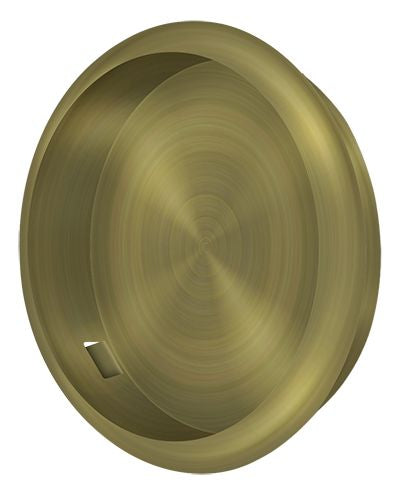 Deltana FP221RU5 Flush Pull; Round; 2-1/8" Diameter; Antique Brass Finish Main image