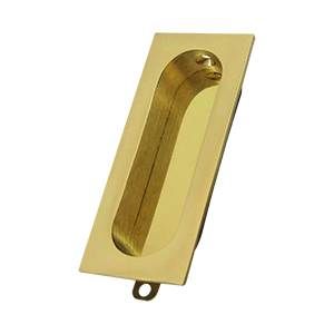 Deltana FP222U3-UNL Flush Pull; Rectangle; 3-1/8" x 15/16"; Unlacquered Bright Brass Finish Main image
