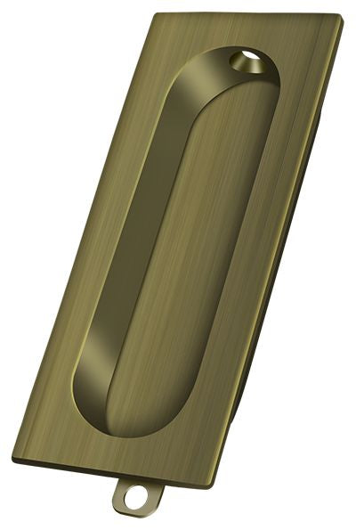 Deltana FP222U5 Flush Pull; Rectangle; 3-1/8" x 15/16"; Antique Brass Finish Main image