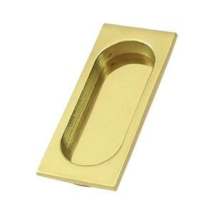 Deltana FP4134U3-UNL Flush Pull; Large; 4" x 1-5/8" x 3/8"; Unlacquered Bright Brass Finish Main image