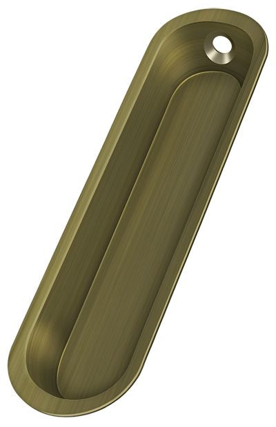 Deltana FP828U5 Flush Pull; 4" x 1" x 1/2"; Antique Brass Finish