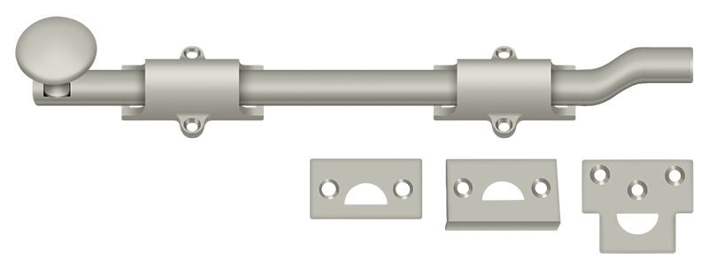 Deltana FPG1015 10" Surface Bolt with Offset; Heavy Duty; Satin Nickel Finish Main image