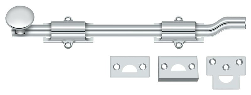 Deltana FPG1026 10" Surface Bolt with Offset; Heavy Duty; Bright Chrome Finish Main image