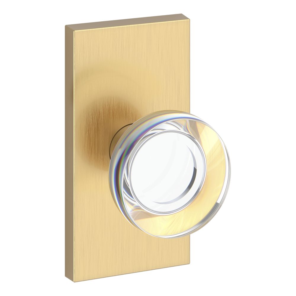 Baldwin Reserve HDCCYCFR044 Half Dummy Contemporary Crystal Knob and Contemporary 5" Rose Lifetime Satin Brass Finish