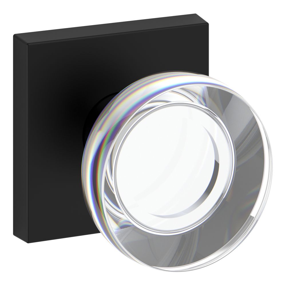 Baldwin Reserve HDCCYCSR190 Half Dummy Contemporary Crystal Knob and Contemporary Square Rose Satin Black Finish