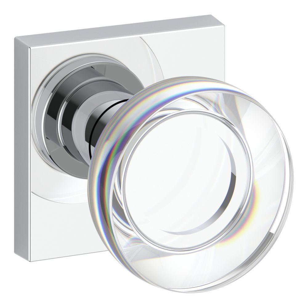 Baldwin Reserve HDCCYCSR260 Half Dummy Contemporary Crystal Knob and Contemporary Square Rose Bright Chrome Finish