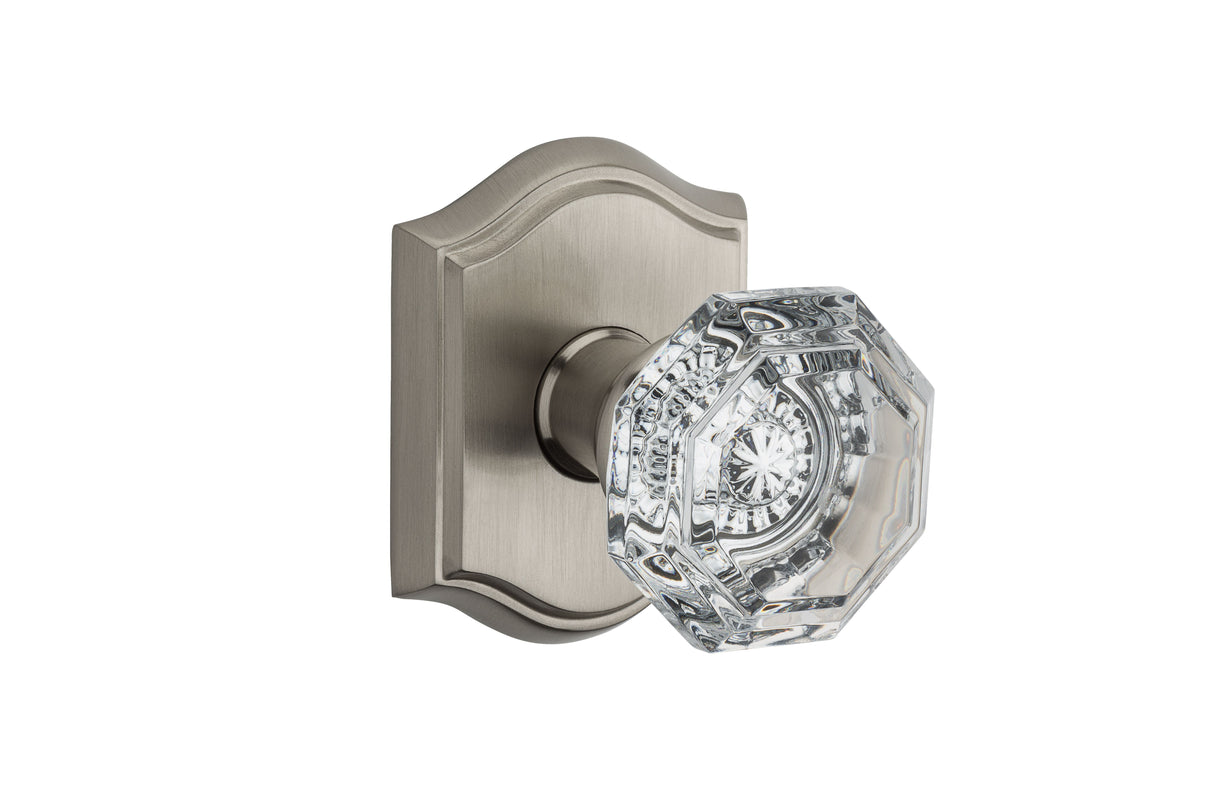 Baldwin Reserve HDCRYTAR150 Half Dummy Crystal Knob and Traditional Arch Rose Satin Nickel Finish
