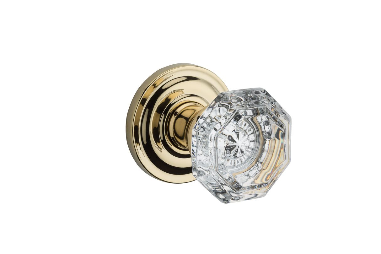 Baldwin Reserve HDCRYTRR003 Half Dummy Crystal Knob and Traditional Round Rose Lifetime Brass Finish