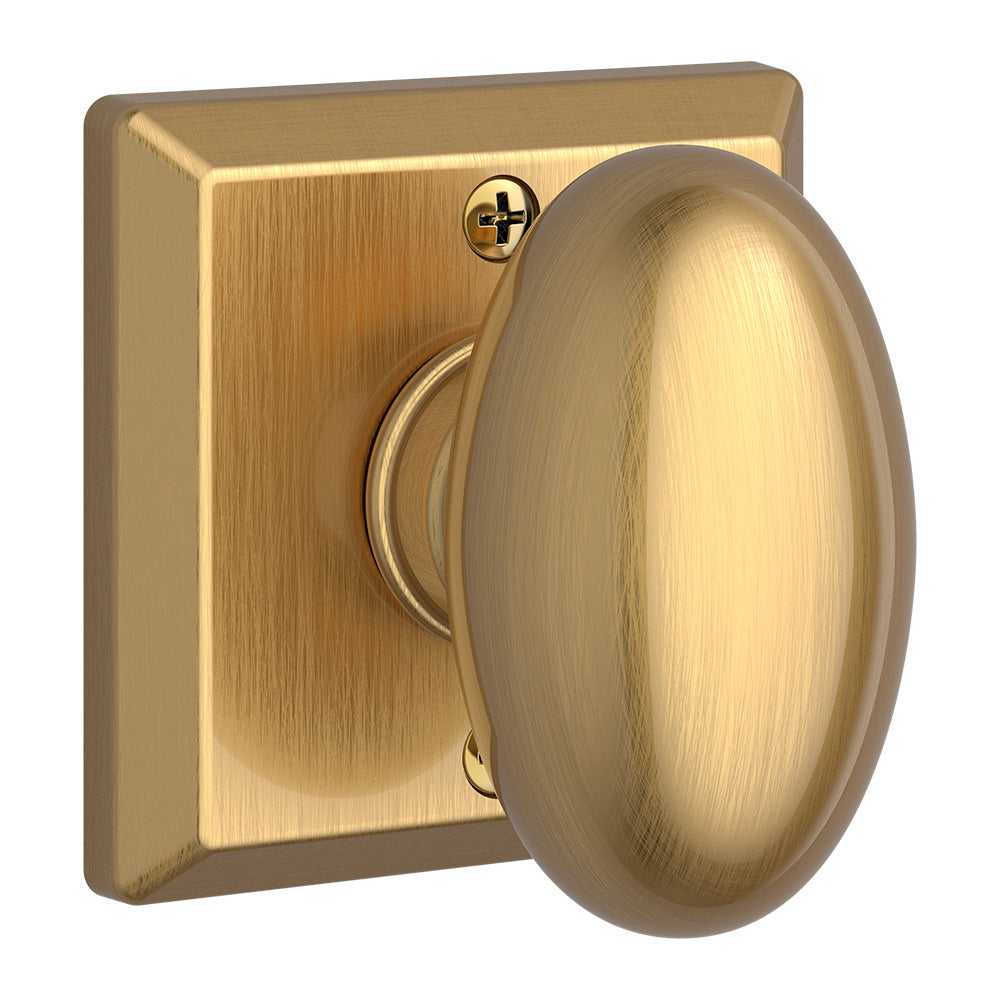 Baldwin Reserve HDELLTSR044 Half Dummy Ellipse Knob and Traditional Square Rose Lifetime Satin Brass Finish
