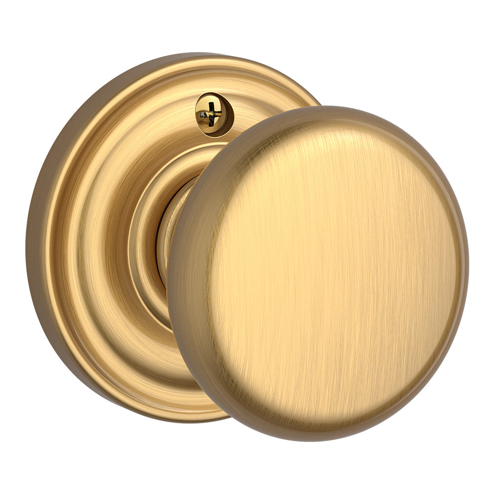 Baldwin Reserve HDROUTRR044 Half Dummy Round Knob and Traditional Round Rose Lifetime Satin Brass Finish