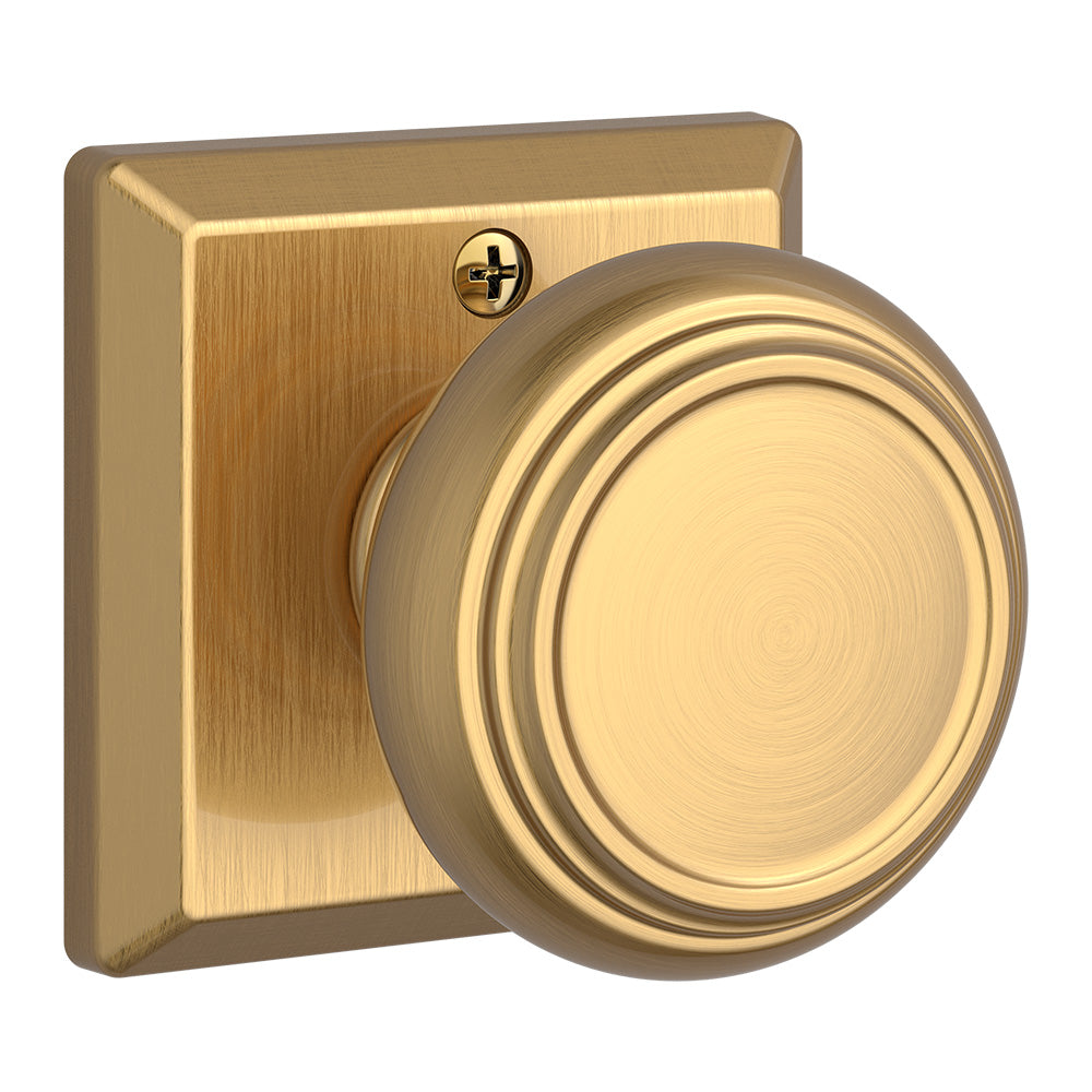 Baldwin Reserve HDTRATSR044 Half Dummy Traditional Knob and Traditional Square Rose Lifetime Satin Brass Finish