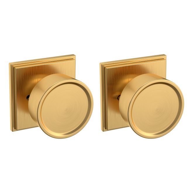 Baldwin K008044PRIV Preconfigured K008 Hollywood Hills Knob with R050 Rose Privacy Lock with 2-3/8" Backset and Full Lip Strike Lifetime Satin Brass Finish