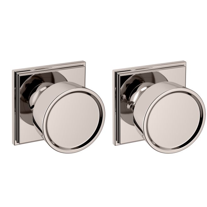 Baldwin K008055PRIV Preconfigured K008 Hollywood Hills Knob with R050 Rose Privacy Lock with 2-3/8" Backset and Full Lip Strike Lifetime Bright Nickel Finish