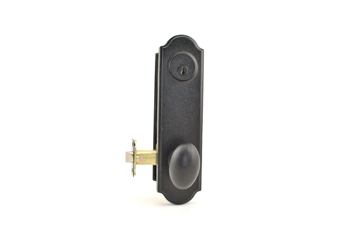 Weslock L7641M2M2SL2D Left Hand Durham Tramore Single Cylinder Deadbolt Passage Lock with Adjustable Latch and Round Corner Strikes Black Finish