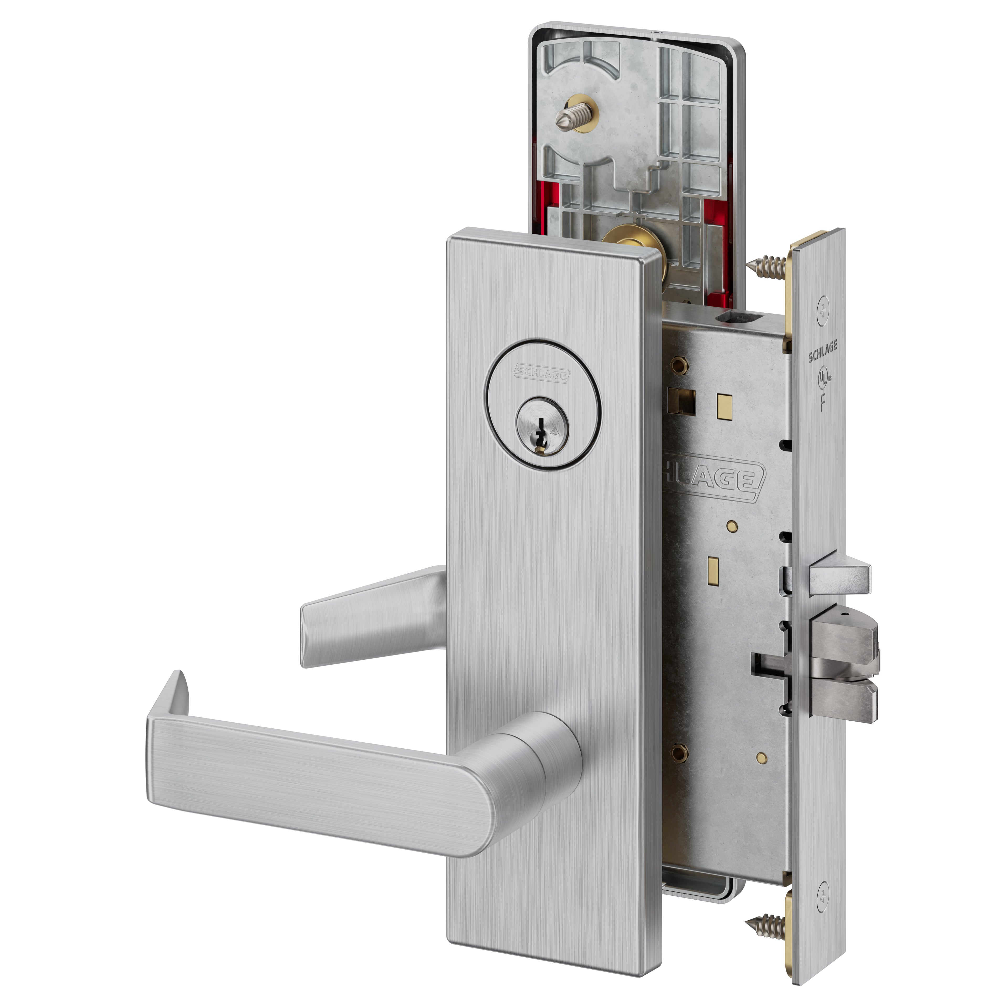 Schlage Commercial L9071P06N626ISLOC Classroom Security Mortise Lock C Keyway with 06 Lever and N Escutcheon with Inside Locked Unlocked Indicator Satin Chrome Finish