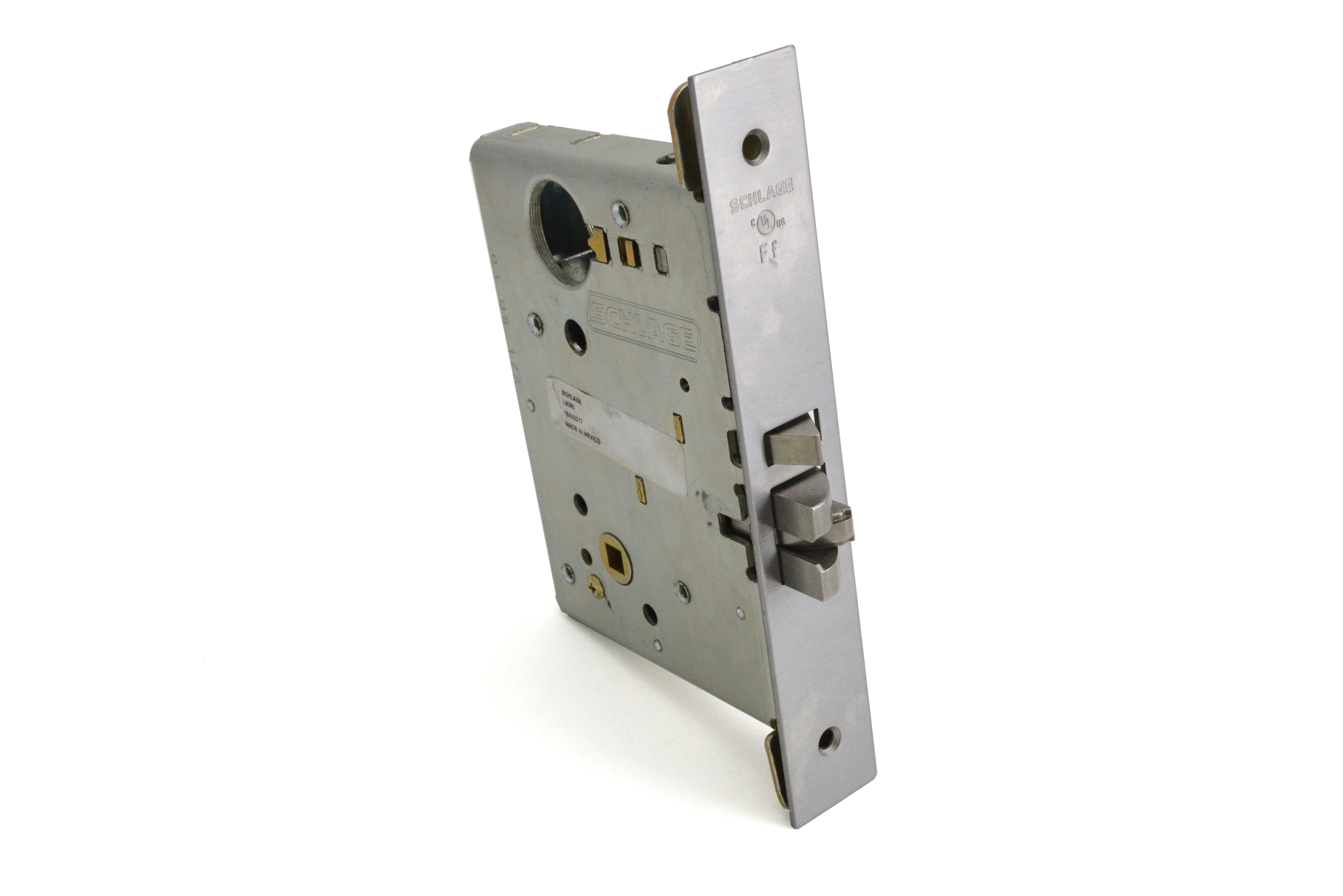 Schlage Commercial L9080P03N626 Storeroom Mortise Lock C Keyway with 03 Lever and N Escutcheon Satin Chrome Finish Main image