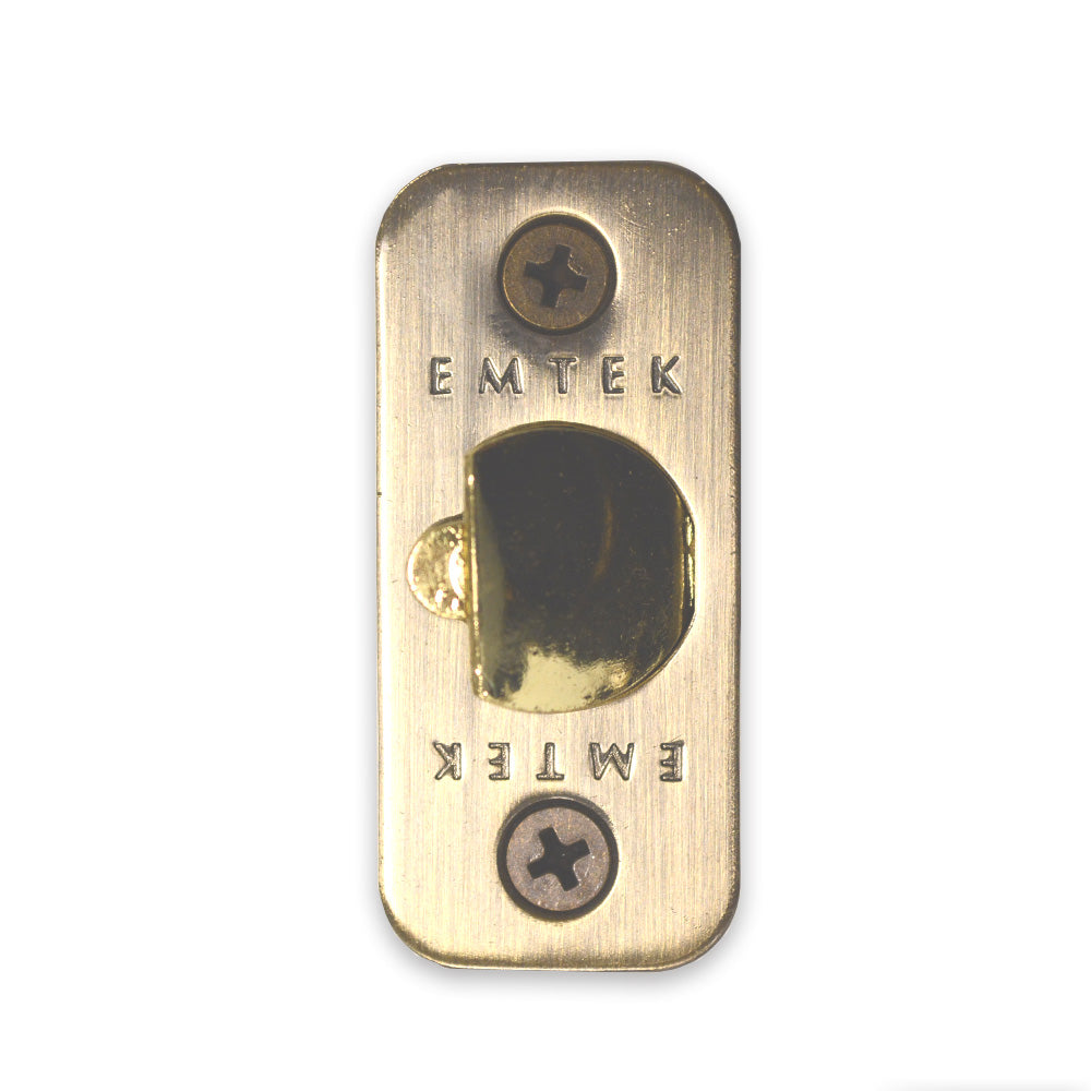 Emtek LC4-DLB2375R-US7 Key in Lever or Knob 2-3/8" Backset 1/4" Radius Corner Deadlatch French Antique Brass Finish Main image