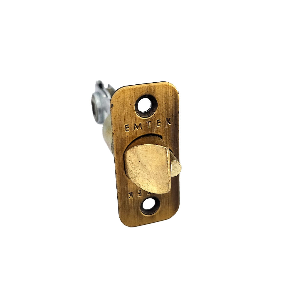 Emtek LC4-DLB275R-US7 Key in Lever or Knob 2-3/4" Backset 1/4" Radius Corner Deadlatch French Antique Brass Finish Main image