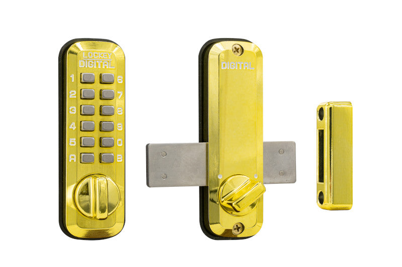 Lockey M220BB Mechanical Keyless Surface Mount Deadbolt Bright Brass Finish