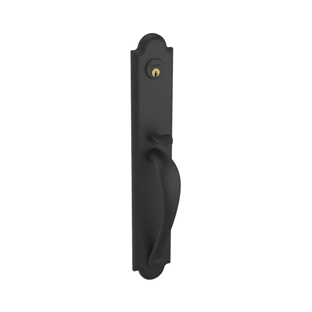 Baldwin M514190LENT Boulder Full Escutcheon Left Hand Single Cylinder Entry Mortise Trim Satin Black Finish - Baldwin Quickship Item *
